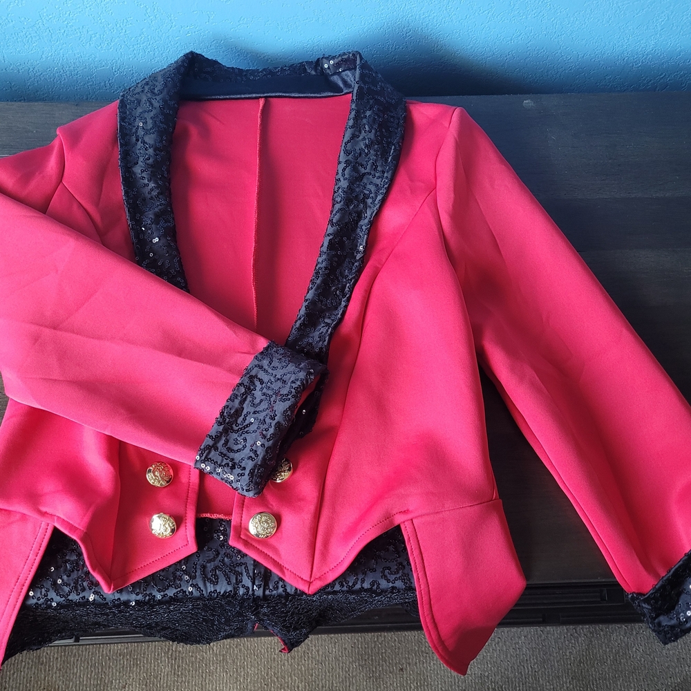 Red Ringmaster Dance Blazer with Black Sequin Trim
